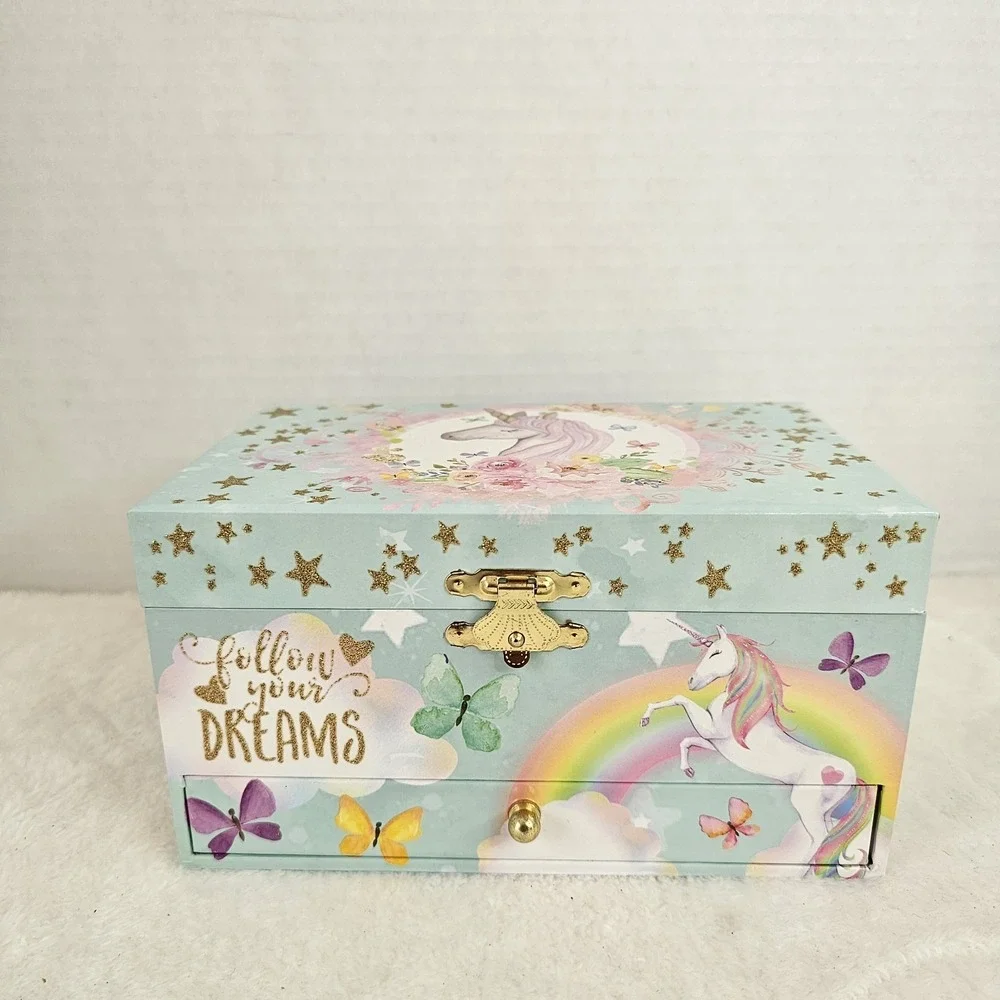 Rainbow Unicorn Music Jewelry Box Plays 